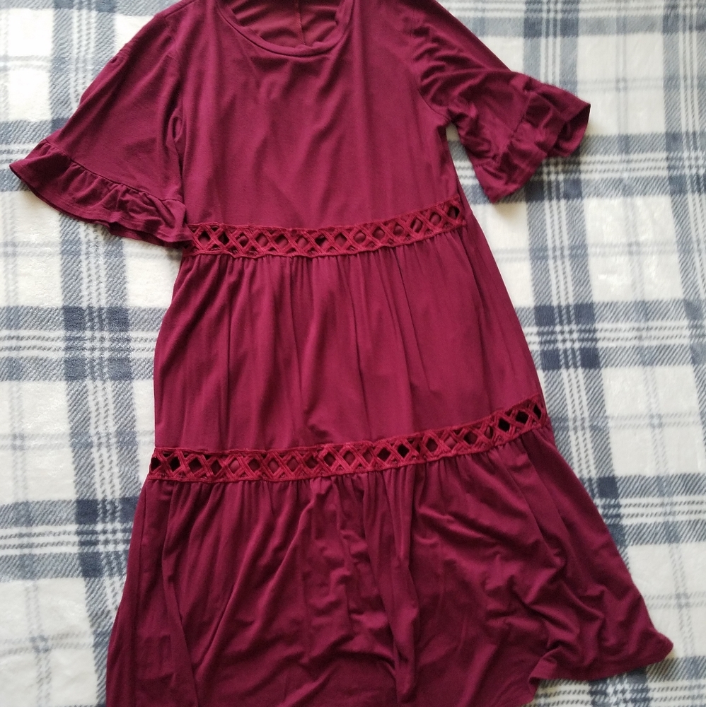 MAROON MIDI DRESS